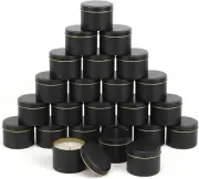24 Pieces Black Candle Tins 4Oz, Candle Jars,Bulk Candle Containers for Candle M