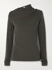 [TOTEME] TOTEME - Draped Stretch-jersey Top - Gray - large large Gray