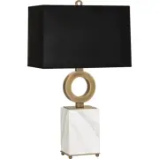 Robert Abbey Oculus 1 Light Table Lamp, Brass/White Marble/Black - 405B
