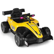 Costway 12V Ride On Car Electric Race Truck Remote Vehicle Toy Go Karts w/LED Lights Music Yellow