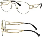 [Versace] VE1269 Metal PILOT Shape Eyeglasses Frame with eSHADES Luxury Eyewear kit Bundle, Gold ( 57 Mm )