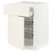 METOD / MAXIMERA base cab f hob/drawer/2 wire bskts, white/Bodbyn off-white, 60x60x80 cm