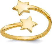 [JewelryWeb] 14k Yellow Gold Polished Star toe ring-toe ring for Women