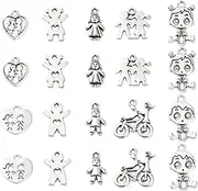 [Stiesy] Assorted Styles Tibetan Silver Bracelet Charms Antique Dangle Charms for DIY Bracelets Necklace Crafts Ornaments Accessories Decor