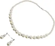 [FRCOLOR] Set Wedding Bridal Necklace Earrings Women Wedding Imitation Pearl Jewelry Kit Pearl Necklace Set for Special Events