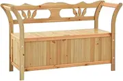 vidaXL Solid Wood Fir Storage Bench - Modern Living Room/Hallway Seating with Backrest, Ample Storage Space, and Armrests - Brown, 107x45x75.5cm