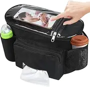 Upgraded Pram Organiser with Touch Screen Phone Pocket Buggy Bag Universal Mummy Baby Pram Bags Cup Holders Shoulder Strap Waterproof Pushchair Bag Handbag Backbag Pram Accessories
