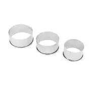 Kitchen Metal Round Shaped Pastry Cookie Baking Mold DIY Tool Silver Tone 3 in 1
