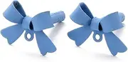 [DanLingJewelry] 20Pcs Blue Ribbon Bow Tie Earring Studs with Hole Metal Bowknot Post Earring Findings for Jewelry Making Accessories