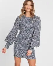 Atmos & Here NEW Leopard Print Mini Dress Size 22 Balloon Sleeve Tie Pack Plus