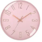 [SHUTKMVCW] Wall Clocks Battery Operated,12 inch Large Wall Clock Silent Non Ticking Modern Clocks for Living Room Bedroom Office Classroom Kitchen (Pink)