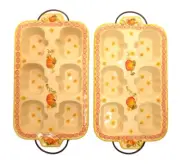 Temp-tations Pumpkin Patch Muffin Pan Baking Dish w/Rack Fall Halloween Set of 2