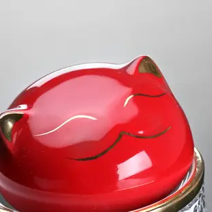 錘紋耐熱玻璃泡茶杯福貓老鼠陶瓷霽紅過濾茶杯帶蓋辦公杯茶水分離