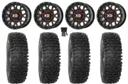KS135 Grenade 14" Wheels Black +38mm 32" RC500 Tires Polaris Ranger XP 9/1K