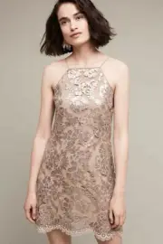 NEW NWT Anthropologie Poisat Sequined Halter Dress by Lucy Paris, Size 4; $158