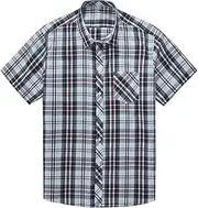 [Elkhomy] Men's Short Sleeve Plaid Shirt,Men's Casual Short Sleeve,Fashion Men's Shirts