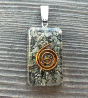 ORGONE PYRITE GEMSTONE RECTANGLE PENDANT ORGONITE (ONE)