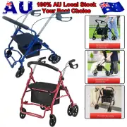Folding Rollator Walker Walking Frame Mobility Aid Lightweight 6 Wheel With Seat