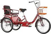 Adult Tricycles 20 Inch 3 Wheel Bikes with Shopping Basket Back Seat Three-Wheeled Bicycles Cruise Trike Suspension Fork for Seniors Women Men, Tricycle