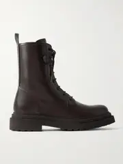[Brunello Cucinelli] Brunello Cucinelli - Bead-embellished Leather Ankle Boots - Dark brown - IT37 IT 37 Brown