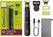[Philips Norelco] OneBlade Pro 360 Face + Body, Electric Shaver, Beard Trimmer and Body Groomer, with 360 Blade Technology, 14-Length Precision Comb, Body Kit, Soft Pouch, Model QP6542/70