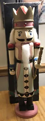 Multicolored King Wood Christmas Nutcracker 15 Inch Decoration New In Box