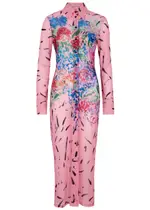 Christopher Kane St Tropez Printed Tulle Midi Dress - Pink - 6 6