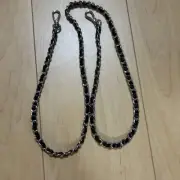 Black & Silver Wallet Chain 100cm Twist Metal & Plastic Crossbody