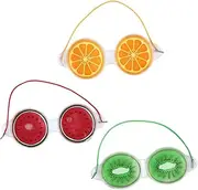 3Pcs Cold Eye Mask Cartoon Eye Patches for Puffy Eyes Reusable PVC Gel Eye Pads for Home Travel Relaxation Watermelon Lemon