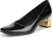 [Naturalizer] Womens Karina Low Block Heel Square Toe Pump, Black Patent, 6.5
