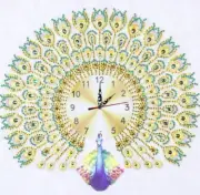 DIAMOND _ EMBROIDERY _ CROSS - STITCH _ 3D DIAMOND -- PEACOCK_CLOCK