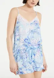 NEW PETER ALEXANDER PRETTY BLUE FLORAL CAMISOLE TOP + SHORTS PJ SET S RRP$109.90