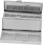 Healeved 2pcs Duoge Pill Box Compartments Medicine Case Purse Pill Holder Pocket Medicine Holder Travel Medication Organizer Silver Iron