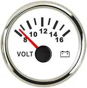 52 Mm 2-1/16" Marine Boat Voltmeter Gauge Meter 8~16V Waterproof Voltage Indicator Fit Boat Motorcycle Car Voltmeter Voltmeter(White)