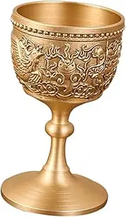 [Hoement] Retro Copper Dragon Phoenix Wine Glass Delicate Liquor Cup Home Decorative Goblet for Dinner Party
