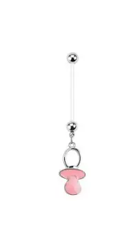 Pink Pacifier Dangle Belly Ring