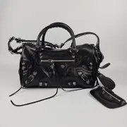BALENCIAGA Le Cagole Medium $2550 Black Leather Top Handle Bag New And Authentic