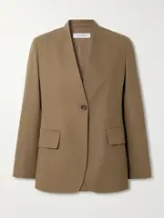 [Max Mara] Max Mara - Segnale Cotton-twill Blazer - Mushroom - UK 14 UK 14 Neutrals