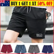 Mens Quick Dry Shorts Elastic Waist Beach Swim Pants Surf Board Shorts Exercise