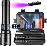LED Torch Rechargeable Flashlights,30000 Lumens Super Bright Handheld Torches,Powerful Tactical Torch Light,Waterproof Torch Flash Light for Emergency Camping Hiking Dog Walking Gift