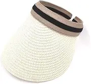 [ZRDSZWZ] Reliable Sun Hat Women Ladies Straw Visor Cap Summer Golf Tennis Sun hat Wide Brim UV Protection Outdoor Beach Fishing Hiking Camping Hat Women (Color : 4, Size : One Size)