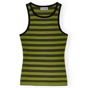 [GANNI] Striped Soft Cotton Rib Tank Top