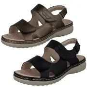 Ladies Rieker '60462' Leather Hook & Loop Strap Casual Sandals