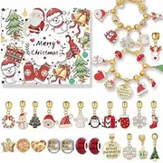 VENEKA Christmas Calendar Girls Christmas 24 Days Countdown Calendar DIY Charm Bracelet Blind Box, 22 Charm Beads Easy Install B