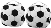 BESTOYARD Soccer Bean Bag Cover for Stuffed Animal Storage 2pcs Large Toy Organizer Soft Plush Material Portable Storage Bag for Children's Room