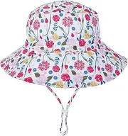 [Pichcppo] Kids Sun Hat,Sun Protective Toddler Wide Brim Bucket Hat,Baby Beach Hats,Summer Hat for Girls,Flowers