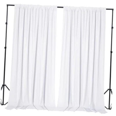 10x10FT Backdrop Curtains Polyester Photo Backdrop W5' x H10' (2 panels) White