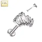 Piercing Labret Ear White Gold 14 Carat Fan Chopsticks