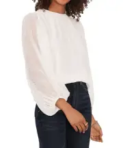 Vince Camuto Womens Sparkle and Shine Ivory Balloon Sleeve Top XXS B4HP