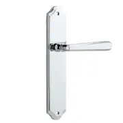 Iver Copenhagen Door Lever Handle on Shouldered Backplate Polished Chrome